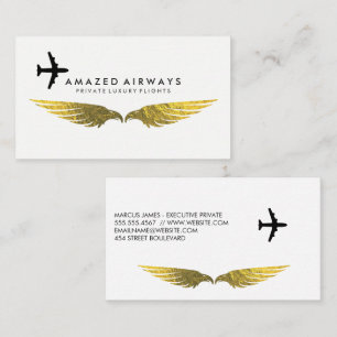 Air Plane Gold Foil Wings Business Card
