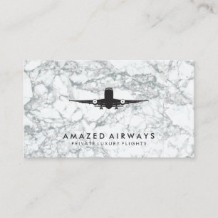 Air Plane Take Off Marble Luxury Flights Business Card