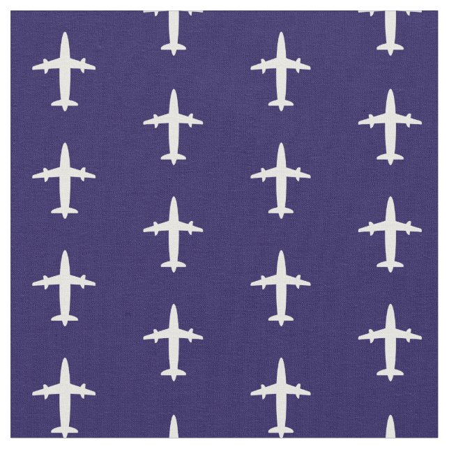 Air Planes Navy Blue White Fabric (Close Up)