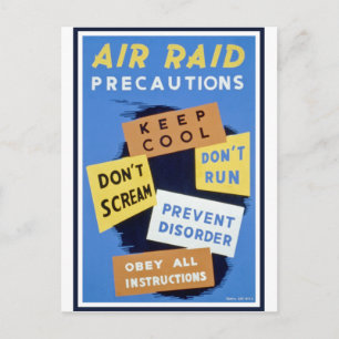 Air raid precautions sign (1943) postcard
