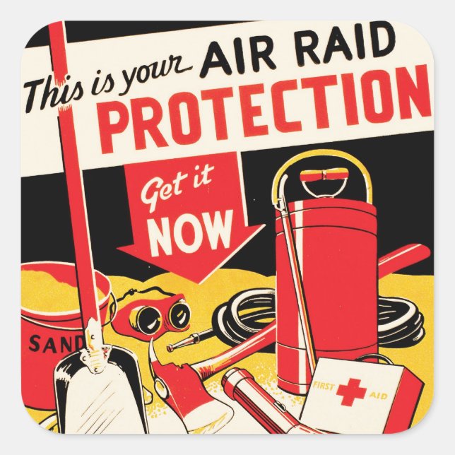 Air Raid Protection Square Sticker (Front)