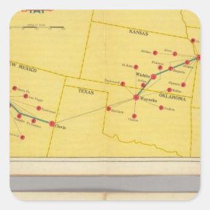 Air Route from Los Angeles to Columbus Square Sticker