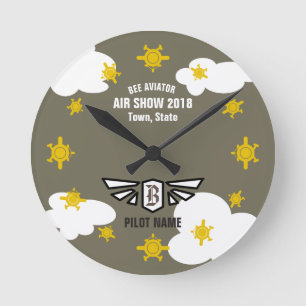 Air Show Souvenir Round Clock