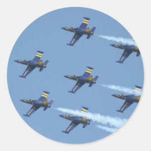 Air squadron Breitling on airshow Classic Round Sticker