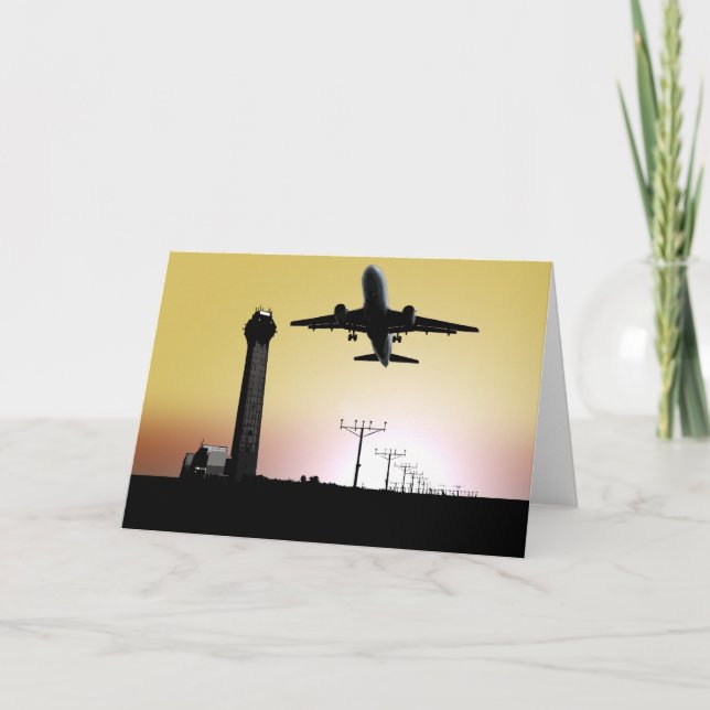 Air Traffic Control Tower & Plane Card (Front)