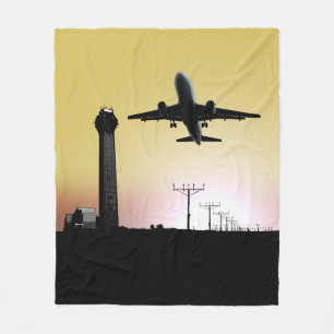Air Traffic Control Tower & Plane Fleece Blanket