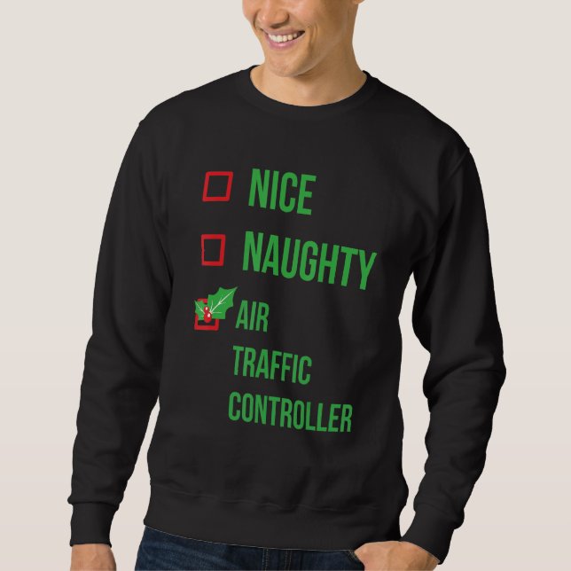 Air Traffic Controller Funny Pajama Christmas Sweatshirt (Front)