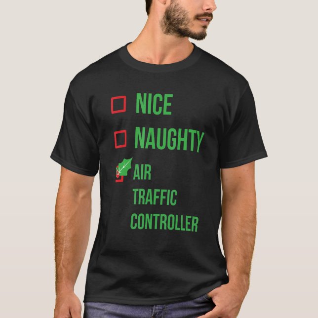 Air Traffic Controller Funny Pajama Christmas T-Shirt (Front)