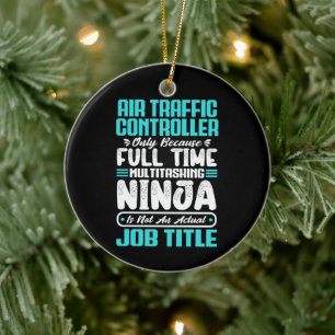 Air Traffic Controller Job Title Profession Funny Ceramic Ornament