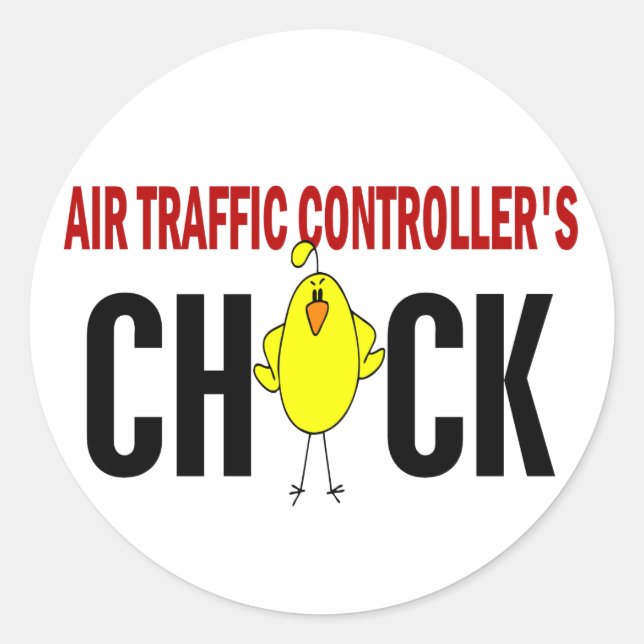 Air Traffic Controller’s Chick Classic Round Sticker (Front)