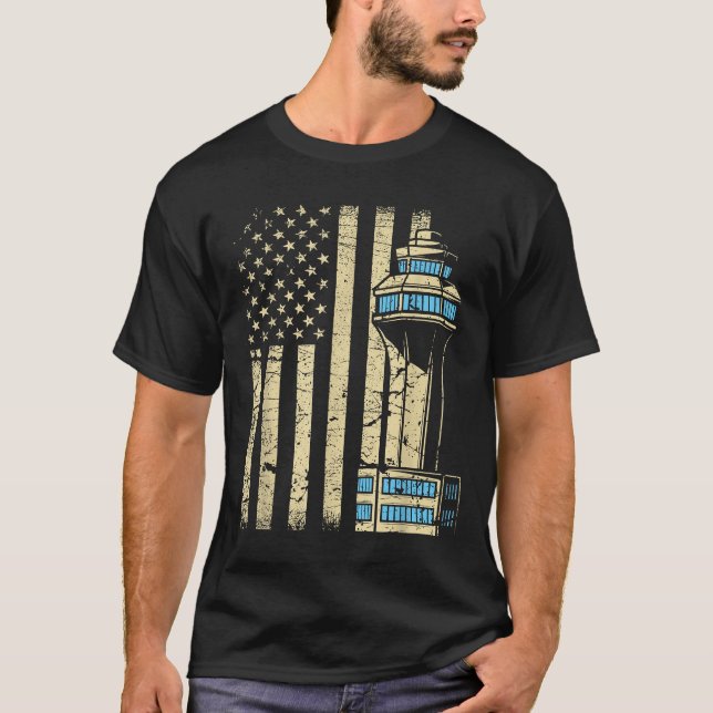 Air Traffic Controller Tower - Aircraft Airspace  T-Shirt (Front)