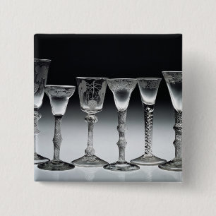 Air-twist glasses, 1750-60 15 cm square badge