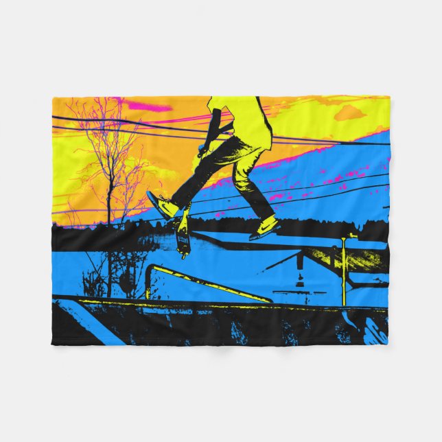 "Air Walking!" High Flying Scooter Fleece Blanket (Front (Horizontal))