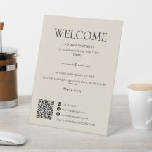 Airbnb Welcome Vacation House Rental QR Code Beige