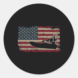 Airboat America Flag I Patriotic Airboat Captain R Classic Round Sticker
