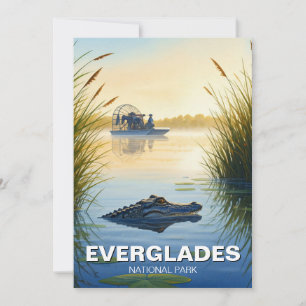 Airboat and Alligator Everglades National Park Holiday Card