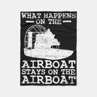 Airboat Boat Captain Boating Vintage Fleece Blanket