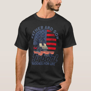 Airboat Captain Father And Son Buddies American Fl T-Shirt