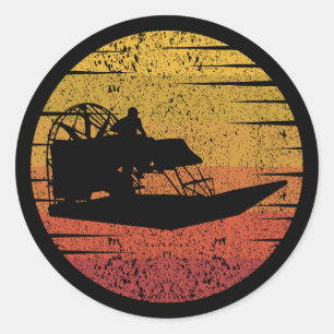 Airboat Fanboat Airboating Planeboat Vintage Retro Classic Round Sticker