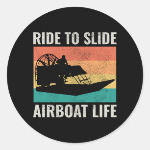 Airboat Fanboat Airboating Planeboat Vintage Retro Classic Round Sticker