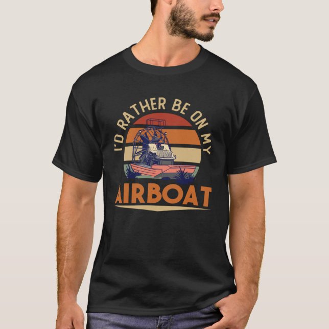 Airboat Fanboat Rc Hydroplane Racing Swamp Boat Ri T-Shirt (Front)