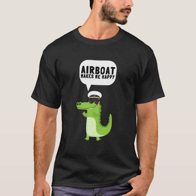 Airboat Swamp Hydroplane Fanboat Airboating Hover  T-Shirt (Front)