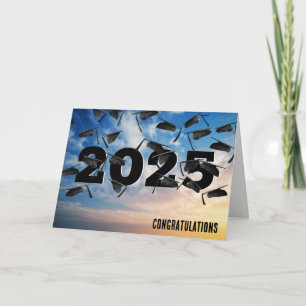 Airborne 2025 Black Graduation Hats Card