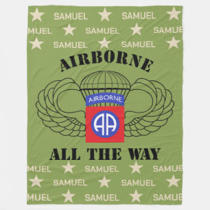 Airborne All The Way Custom Name Fleece Blanket