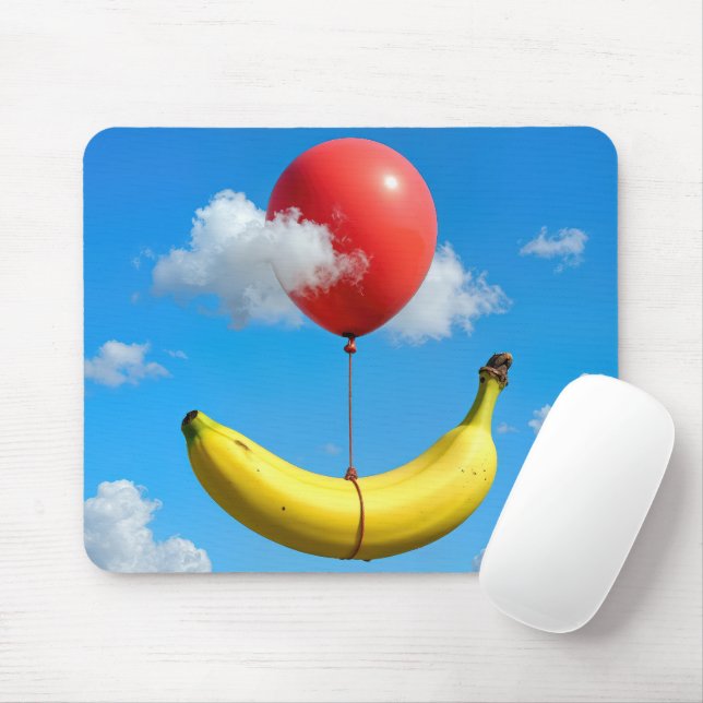 Airborne Banana and Red Balloon  Mouse Pad (With Mouse)