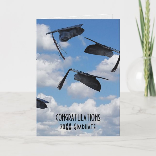 Airborne Black Graduation Caps Card (Front)