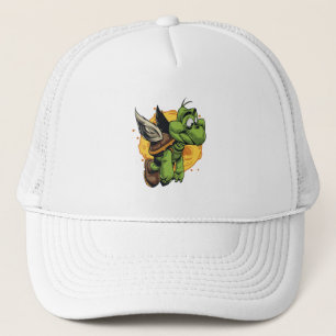 Airborne Cartoon Turtle Trucker Hat