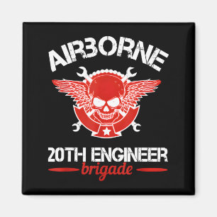Airborne engineer veteran skull military tribute magnet