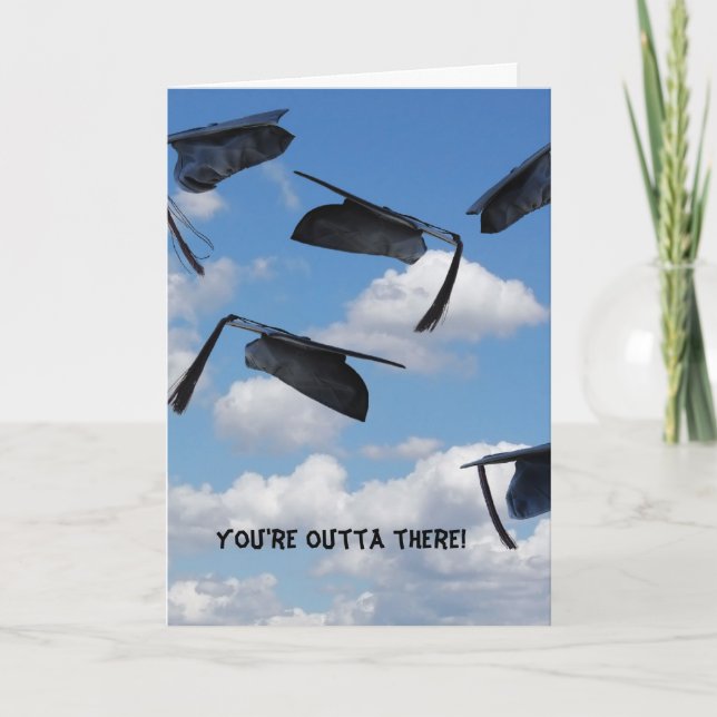 Airborne Graduation Hats in sky Card (Front)