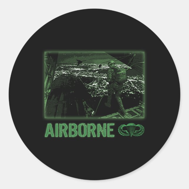 Airborne Jump at Night Classic Round Sticker (Front)