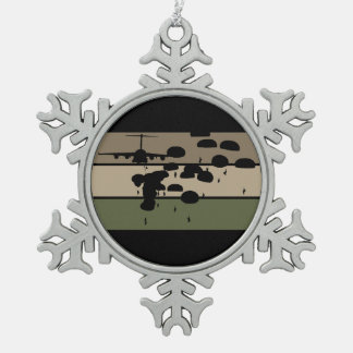 Airborne Jump Snowflake Pewter Christmas Ornament