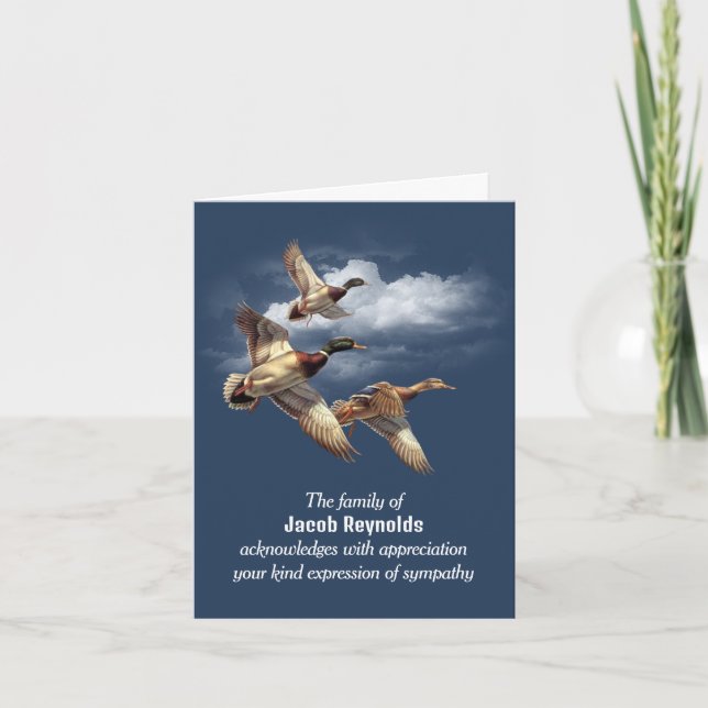 Airborne Mallard Ducks Thank You Sympathy  Card (Front)