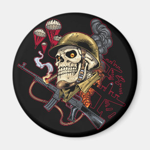 Airborne or Marine Paratrooper Skull with Helmet Magnet