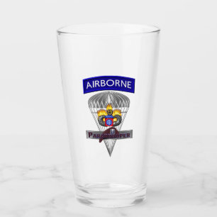 Airborne Paratrooper Beret & Flaming Wings Glass