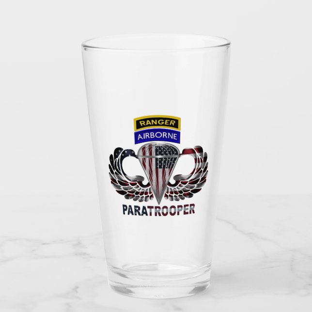 Airborne Ranger Jump Wings with American Flag Glass (Front)