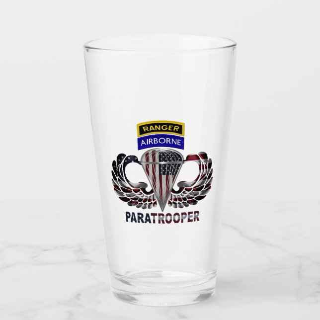 Airborne Ranger Jump Wings with American Flag Glass (Front)