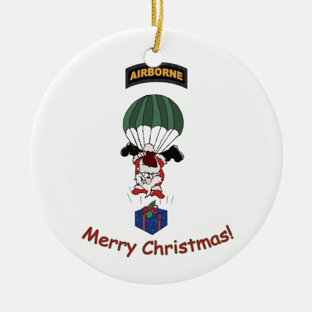 Airborne Santa Ceramic Tree Decoration (Front)
