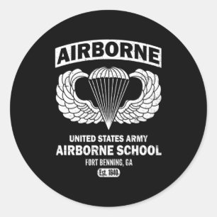 Airborne School Fort Benning Est 1940 Paratrooper Classic Round Sticker