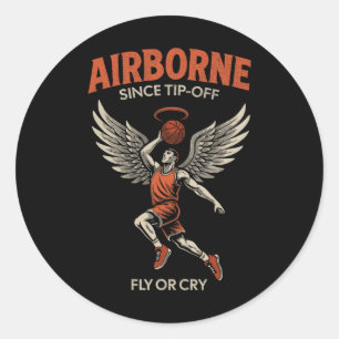 Airborne Since Tip-off Winged Sketll Player Design Classic Round Sticker
