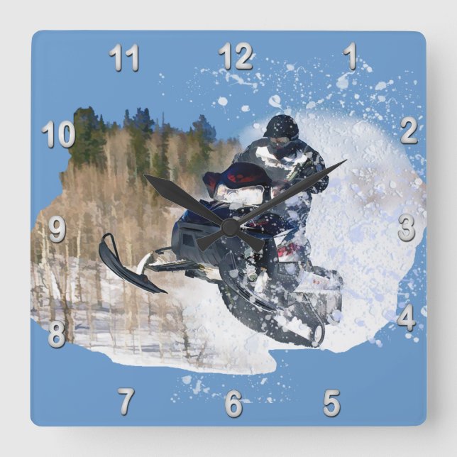 Airborne Snowmobile Square Wall Clock (Front)