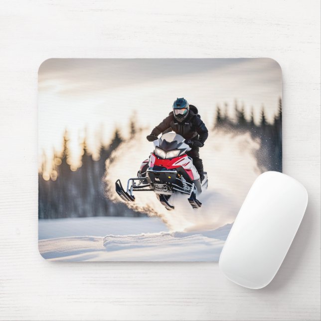 Airborne Snowmobiler Mouse Pad (With Mouse)