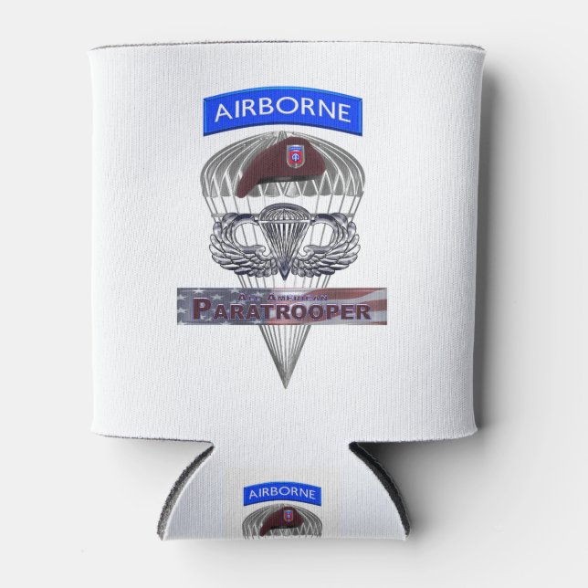 Airborne Tab Steel Paratrooper Jump Wings Can Cooler (Front)