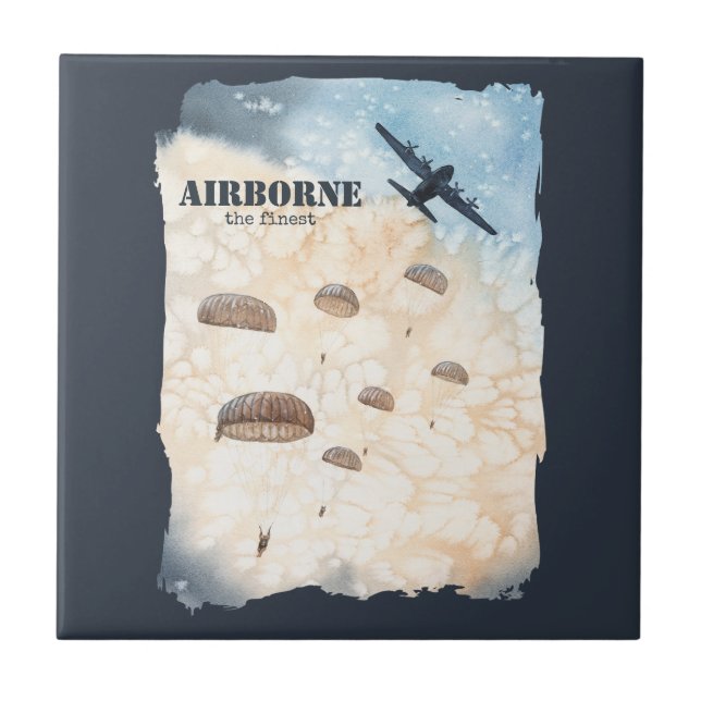 Airborne The Finest Paratroopers Jump Customisable Ceramic Tile (Front)