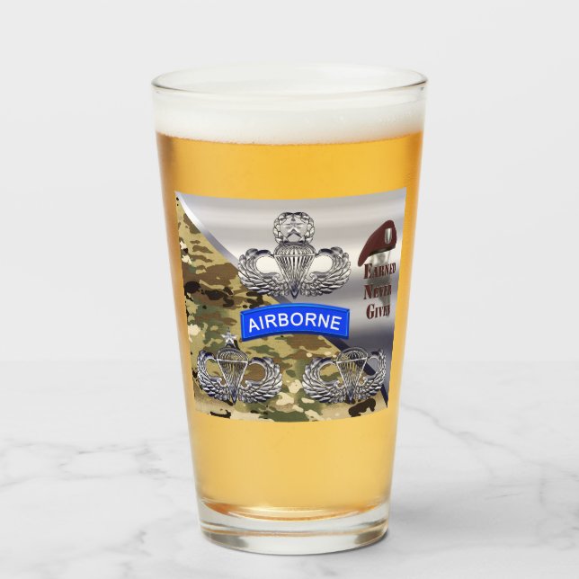 Airborne Wings – Earned Never Given Glass (Front Filled)