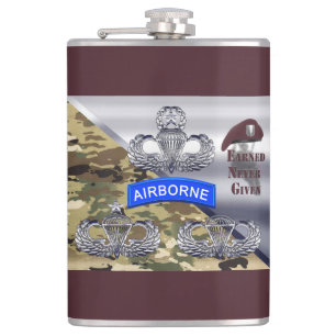 Airborne Wings – “Earned Never Given” Hip Flask