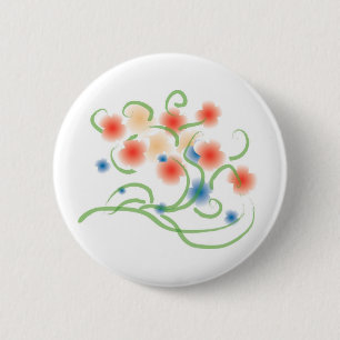 Airbrush and Painting Style Blooms 6 Cm Round Badge